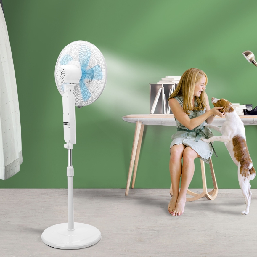 Aigostar - Grīdas ventilators 50W/230V 43 cm balts + tālvadības pults