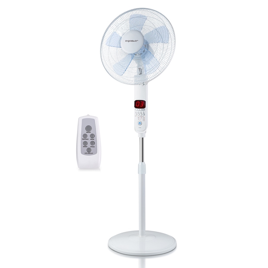 Aigostar - Grīdas ventilators 50W/230V 43 cm balts + tālvadības pults