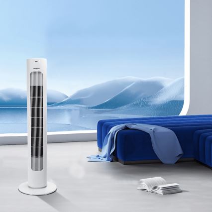 Aigostar - Grīdas ventilators 50W/230V balta + tālvadības pults