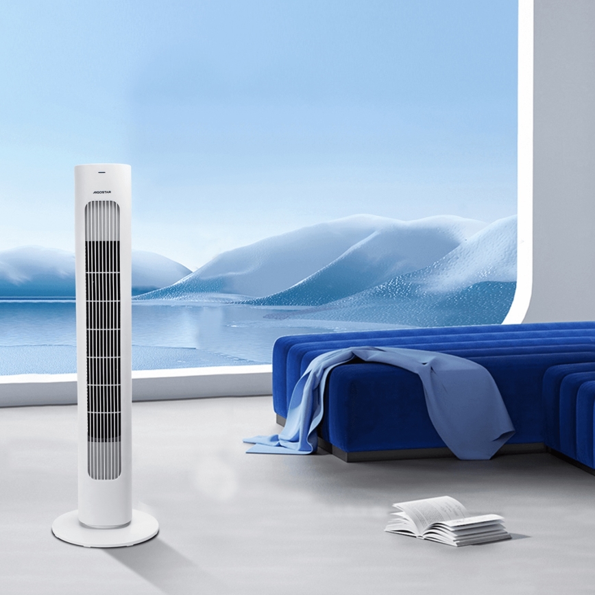 Aigostar - Grīdas ventilators 50W/230V balta + tālvadības pults