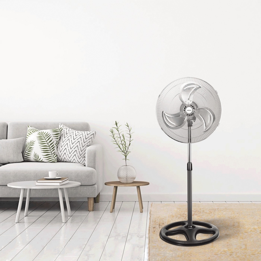 Aigostar - Grīdas ventilators 50W/230V, diametrs 50 cm, hroms/melns