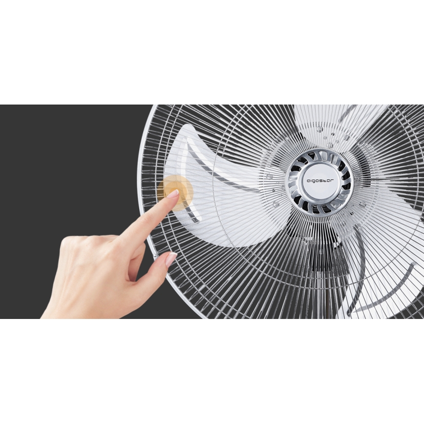 Aigostar - Grīdas ventilators 50W/230V, diametrs 50 cm, hroms/melns