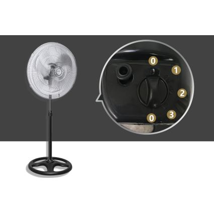 Aigostar - Grīdas ventilators 50W/230V spīdīgi hromēts/melna