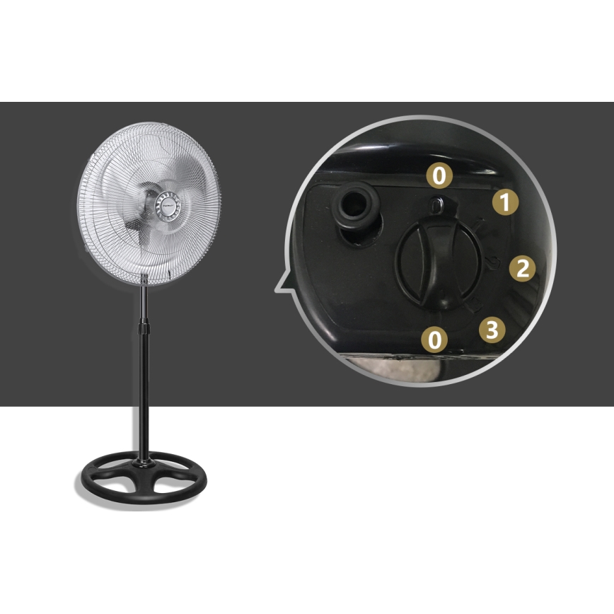 Aigostar - Grīdas ventilators 50W/230V spīdīgi hromēts/melna