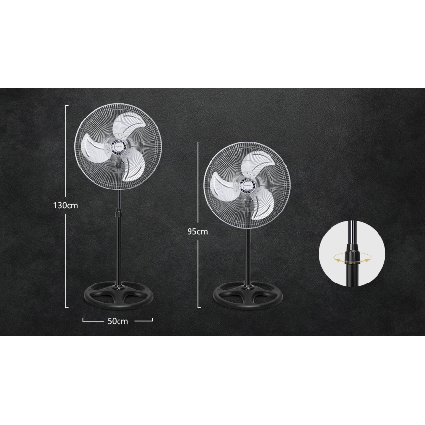 Aigostar - Grīdas ventilators 50W/230V spīdīgi hromēts/melna