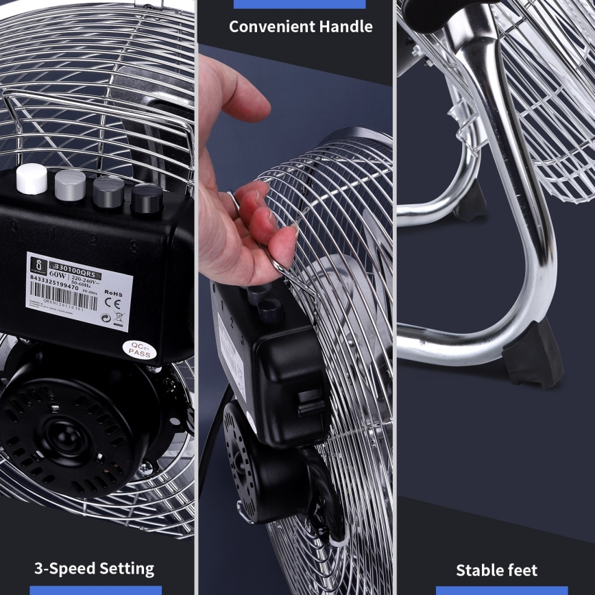 Aigostar - Grīdas ventilators 60W/230V 44,5 cm hroms