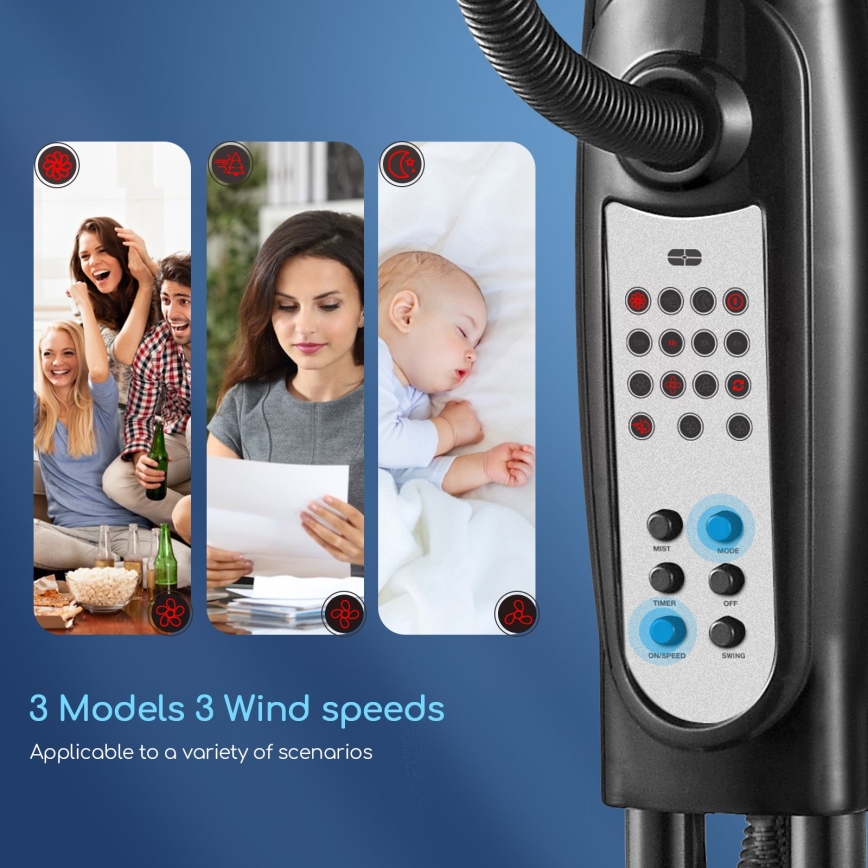 Aigostar - Grīdas ventilators ar ūdens smidzinātāju 75W/230V + TP