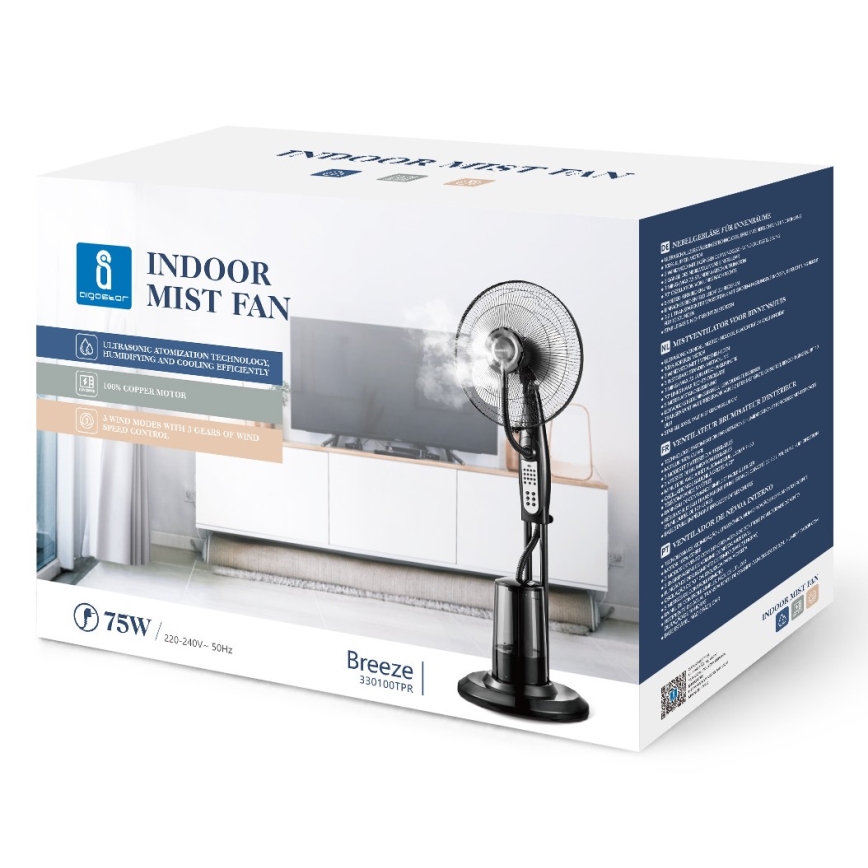 Aigostar - Grīdas ventilators ar ūdens smidzinātāju 75W/230V + TP