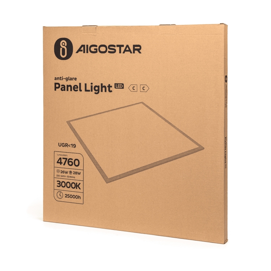 Aigostar - LED iebūvējamais griestu panelis, LED/28W/230V, augstas efektivitātes, UGR19, 3000K, 59,5x59,5 cm