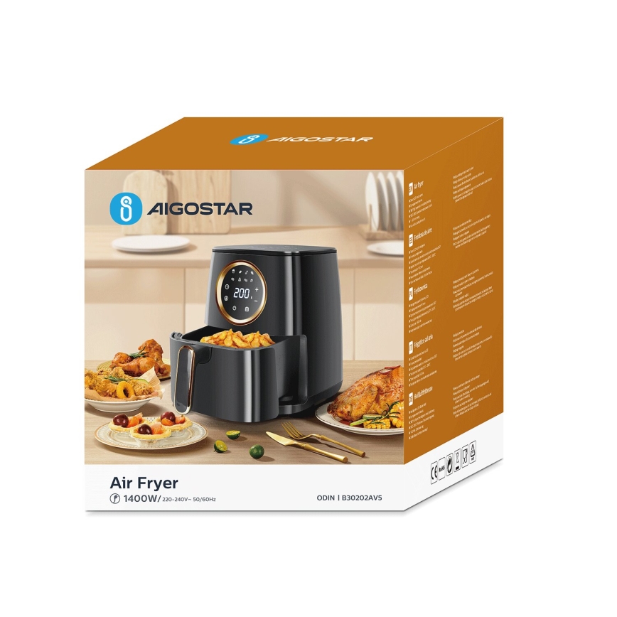 Aigostar - Karstā gaisa fritēšanas ierīce 1400W/230V 4,2l melna