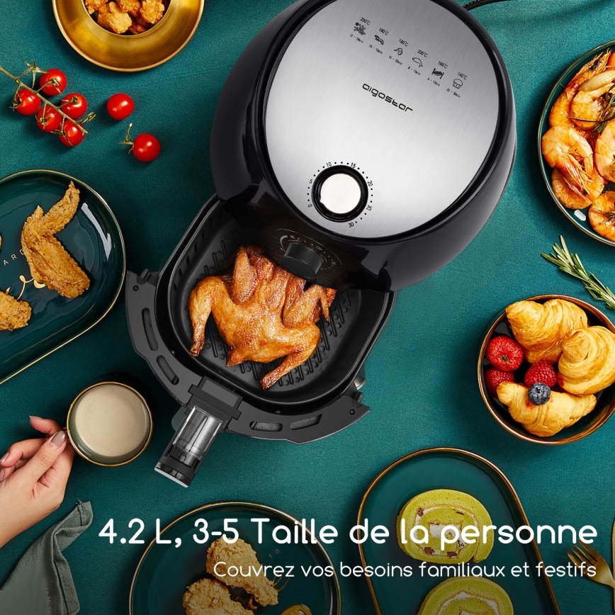 Aigostar - Karstā gaisa fritēšanas ierīce 1500W/230V 3,5l melna