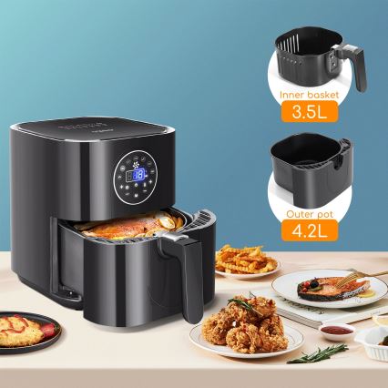 Aigostar - Karstā gaisa fritēšanas ierīce 1500W/230V 3,5l melna