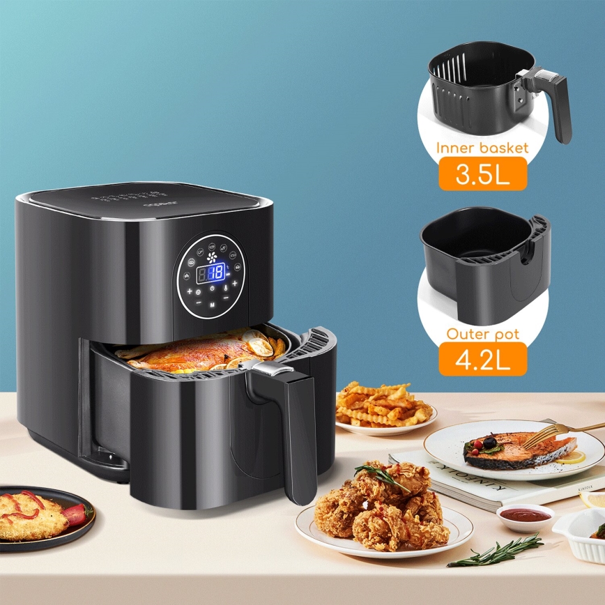 Aigostar - Karstā gaisa fritēšanas ierīce 1500W/230V 3,5l melna