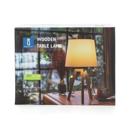 Aigostar - Koka galda lampa 1xE27/60W/230V priežu koksne