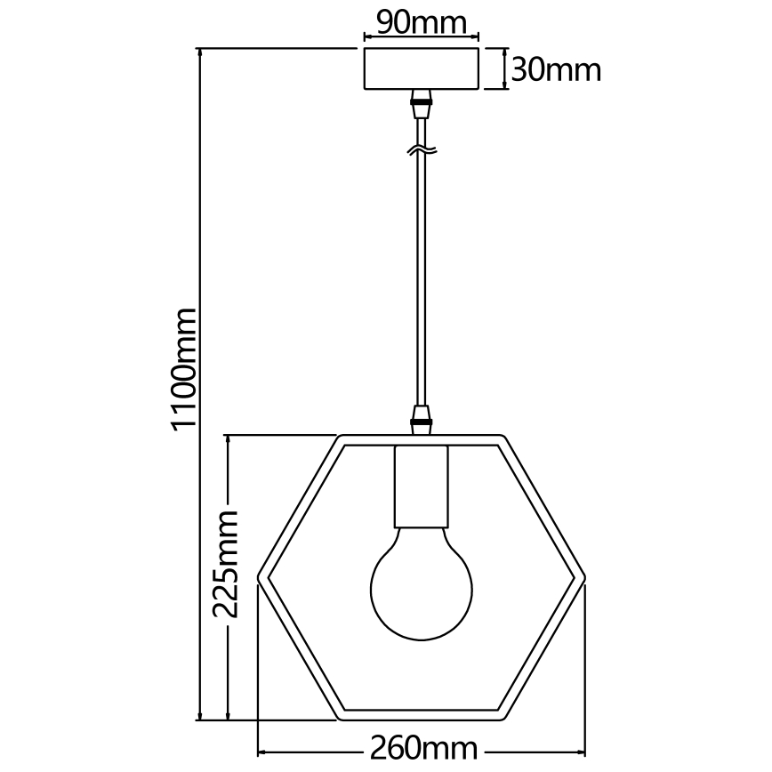 Aigostar - Koka pakaramā lampa ar auklu, 1xE27/60W/230V, no priežu koksnes