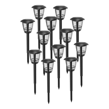 Aigostar - KOMPLEKTS 12x LED saules lampa LED/0,06W/2V 33,8 cm 6500K 100 mAh IP44 melna