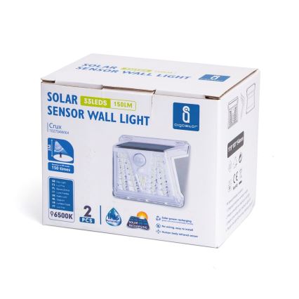 Aigostar - KOMPLEKTS 2x LED Āra saules enerģijas lampa ar sensoru LED/1,48W/3,7V IP65