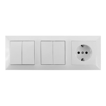 Aigostar - KOMPLEKTS 2x Mājas slēdzis 2 pogas ar kontaktligzdu 1x16A/250V SCHUKO