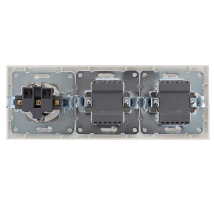 Aigostar - KOMPLEKTS 2x Mājas slēdzis 2 pogas ar kontaktligzdu 1x16A/250V SCHUKO