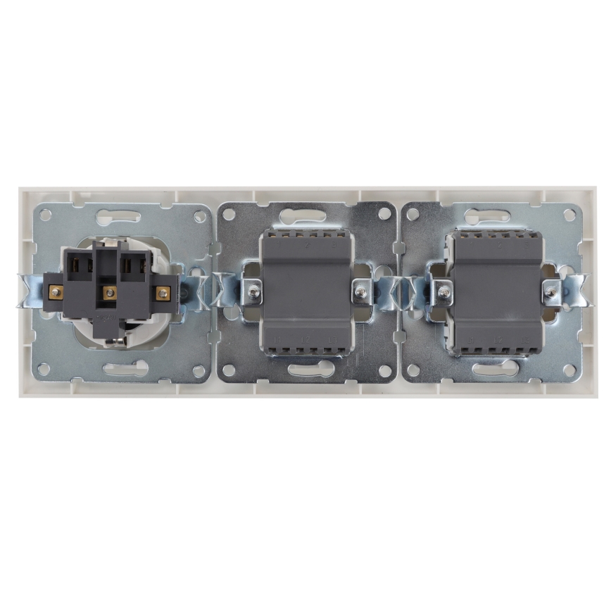 Aigostar - KOMPLEKTS 2x Mājas slēdzis 2 pogas ar kontaktligzdu 1x16A/250V SCHUKO