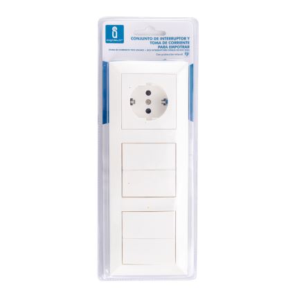 Aigostar - KOMPLEKTS 2x Mājas slēdzis 2 pogas ar kontaktligzdu 1x16A/250V SCHUKO