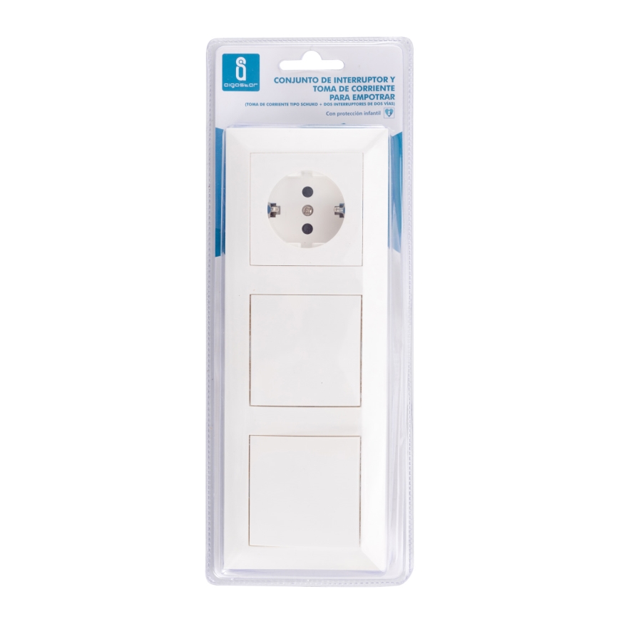 Aigostar - KOMPLEKTS 2x Mājas slēdzis ar kontaktligzdu 1x16A/250V SCHUKO