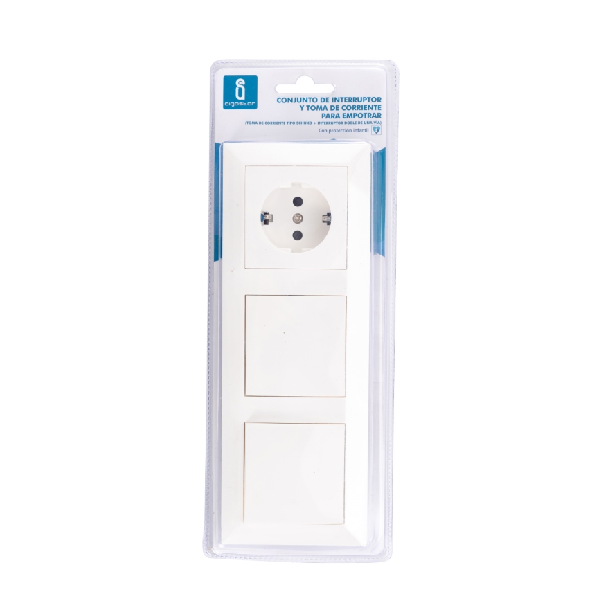 Aigostar - Komplekts 2x sienas slēdzis ar SCHUKO kontaktligzdu 1x16A/250V