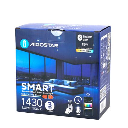 Aigostar - KOMPLEKTS 3x LED Aptumšojama iegremdējama lampa MESH LED/15W/230V 2700K-6500K d. 17cm