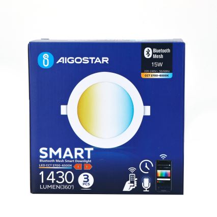 Aigostar - KOMPLEKTS 3x LED Aptumšojama iegremdējama lampa MESH LED/15W/230V 2700K-6500K d. 17cm