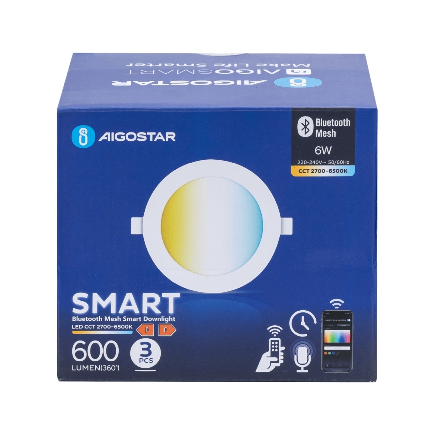 Aigostar - KOMPLEKTS 3x LED Aptumšojama iegremdējama lampa MESH LED/6W/230V 2700K-6500K d. 11,5cm
