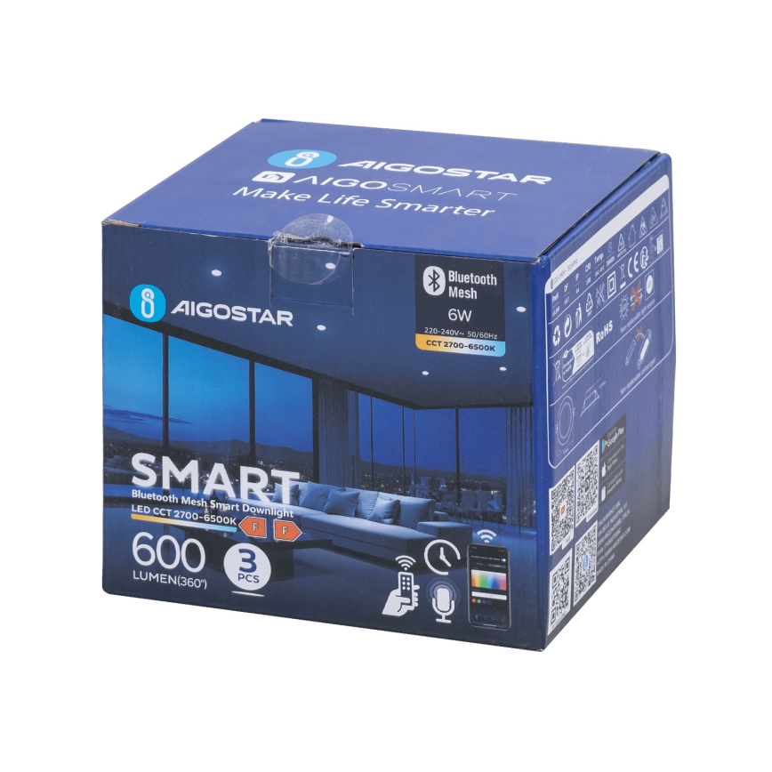 Aigostar - KOMPLEKTS 3x LED Aptumšojama iegremdējama lampa MESH LED/6W/230V 2700K-6500K d. 11,5cm