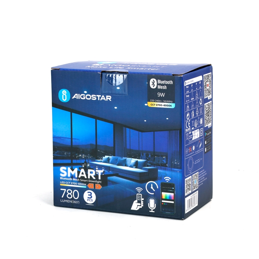 Aigostar - KOMPLEKTS 3x LED Aptumšojama iegremdējama lampa MESH LED/9W/230V 2700K-6500K d. 14,5 cm