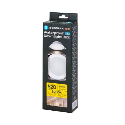 Aigostar - KOMPLEKTS 3x LED Āra iegremdējama lampa LED/4,8W/230V 3000K IP65 balta