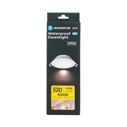 Aigostar - KOMPLEKTS 3x LED Āra iegremdējama lampa LED/4,8W/230V 3000K IP65 balta