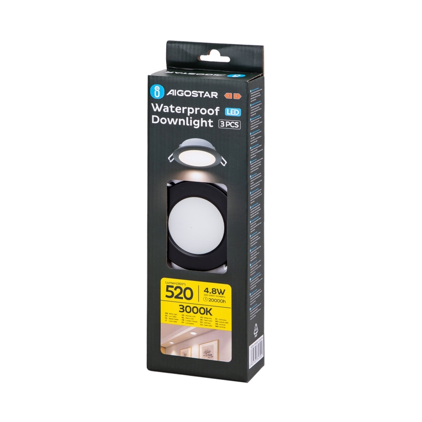 Aigostar - KOMPLEKTS 3x LED Āra iegremdējama lampa LED/4,8W/230V 3000K IP65 melna