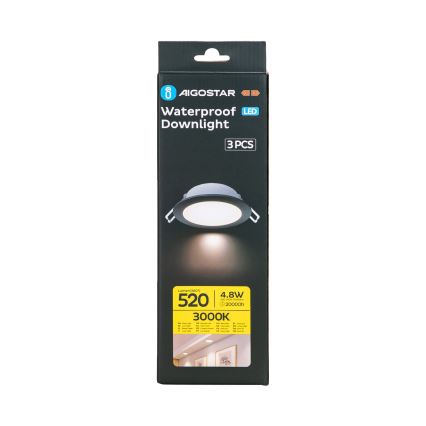 Aigostar - KOMPLEKTS 3x LED Āra iegremdējama lampa LED/4,8W/230V 3000K IP65 melna