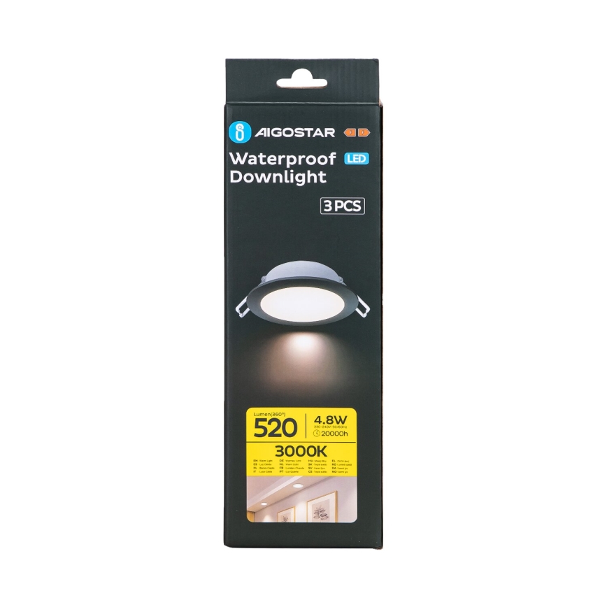 Aigostar - KOMPLEKTS 3x LED Āra iegremdējama lampa LED/4,8W/230V 3000K IP65 melna