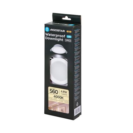 Aigostar - KOMPLEKTS 3x LED Āra iegremdējama lampa LED/4,8W/230V 4000K IP65 balta