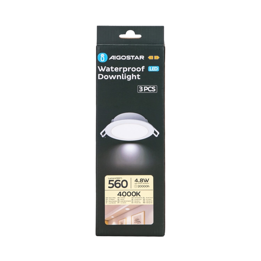 Aigostar - KOMPLEKTS 3x LED Āra iegremdējama lampa LED/4,8W/230V 4000K IP65 balta