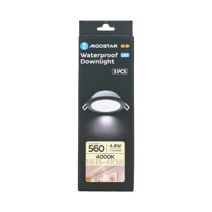 Aigostar - KOMPLEKTS 3x LED Āra iegremdējama lampa LED/4,8W/230V 4000K IP65 melna