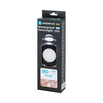 Aigostar - KOMPLEKTS 3x LED Āra iegremdējama lampa LED/4,8W/230V 6500K IP65 melna