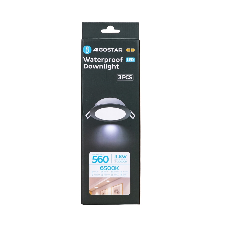 Aigostar - KOMPLEKTS 3x LED Āra iegremdējama lampa LED/4,8W/230V 6500K IP65 melna