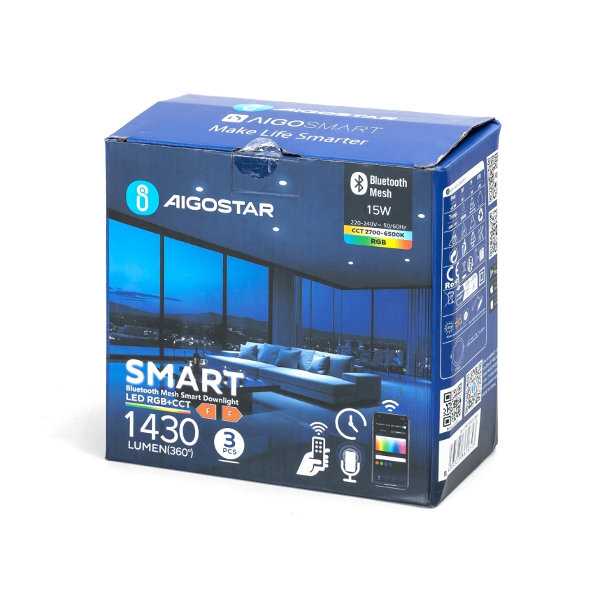 Aigostar - KOMPLEKTS 3x LED RGB Aptumšojama piekaramo griestu lampa MESH LED/15W/230V 2700K-6500K d. 17cm
