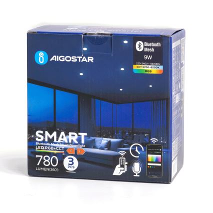 Aigostar - KOMPLEKTS 3x LED RGB Aptumšojama piekaramo griestu lampa MESH LED/9W/230V 2700K-6500K d. 14,5cm