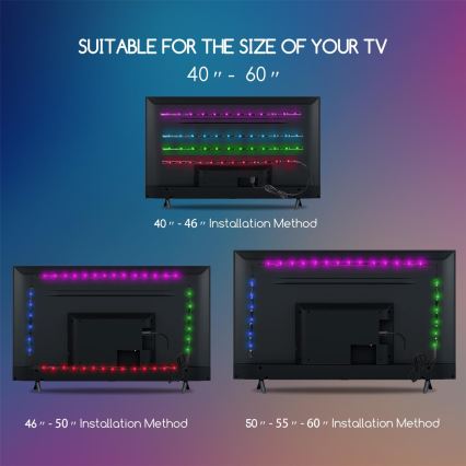 Aigostar - KOMPLEKTS 4x LED RGB Aptumšojama josla 0,5m LED/2,5W/5V IP65 + TP