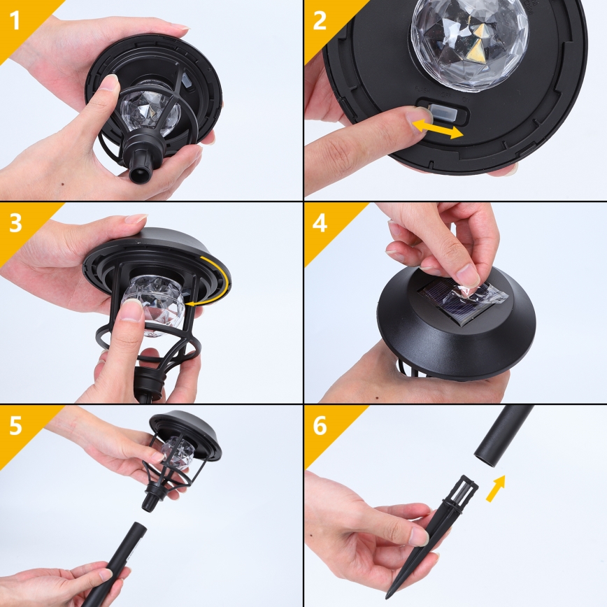 Aigostar - KOMPLEKTS 4x LED RGB Saules eneģijas lampa LED/0,2W/2V 40 mAh IP44