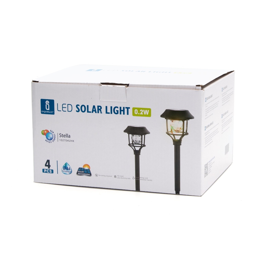 Aigostar - KOMPLEKTS 4x LED RGB Saules eneģijas lampa LED/0,2W/2V 40 mAh IP44