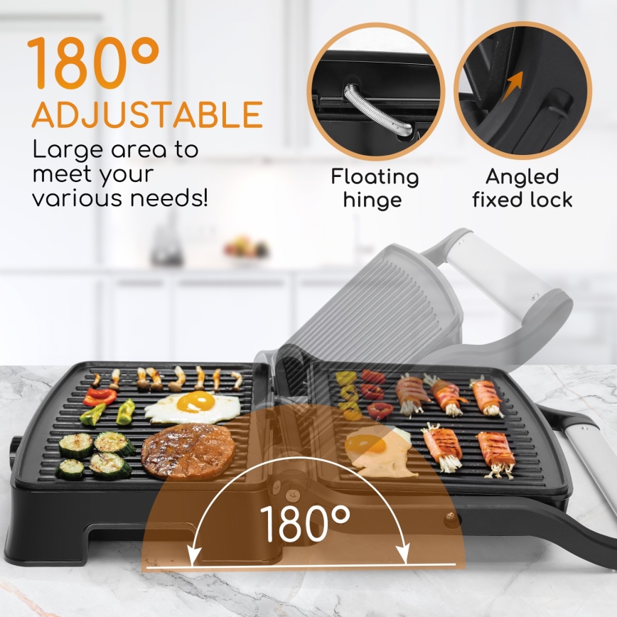 Aigostar - Kontaktgrils 1500W/230V hroms/melna