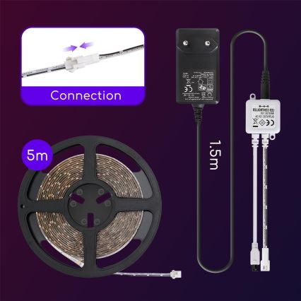 Aigostar - LED Aptumšojama āra josla 5m LED/18W/12/230V 3000K IP65