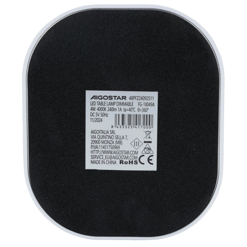 Aigostar - LED Aptumšojama galda lampa LED/4W/5V 4000K